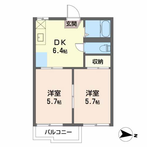 フォーブルホリエＢ・202号室の間取り