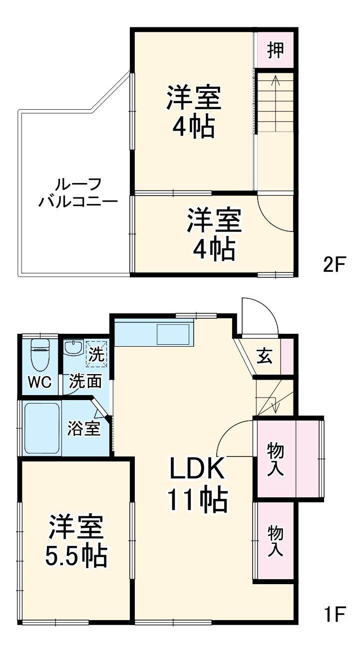 ツルゾエ貸家・1号室の間取り