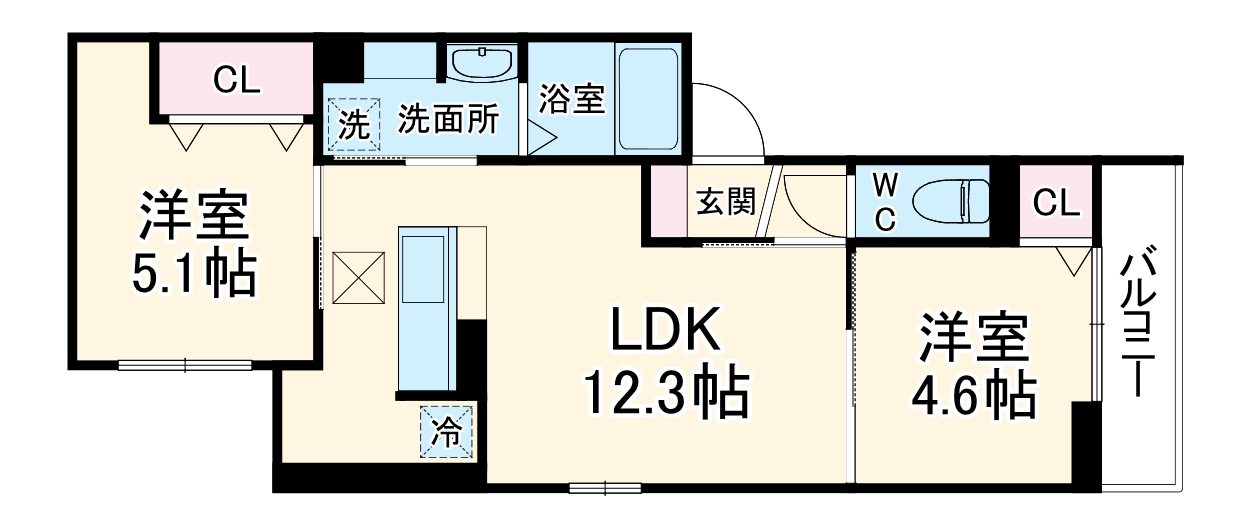 D-ROOM東海岸北2丁目Ⅱ・201号室の間取り