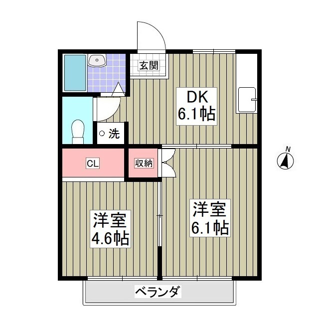 ヘリテイジ城西B・101号室の間取り