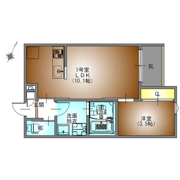 ＲＥＧＡＬＥＳＴ上小田井・301号室の間取り