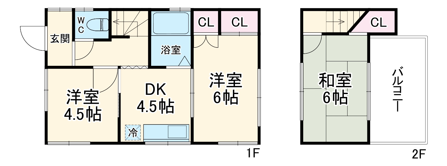 中田北の完工年月(1976年10月)築の賃貸一戸建ての間取り