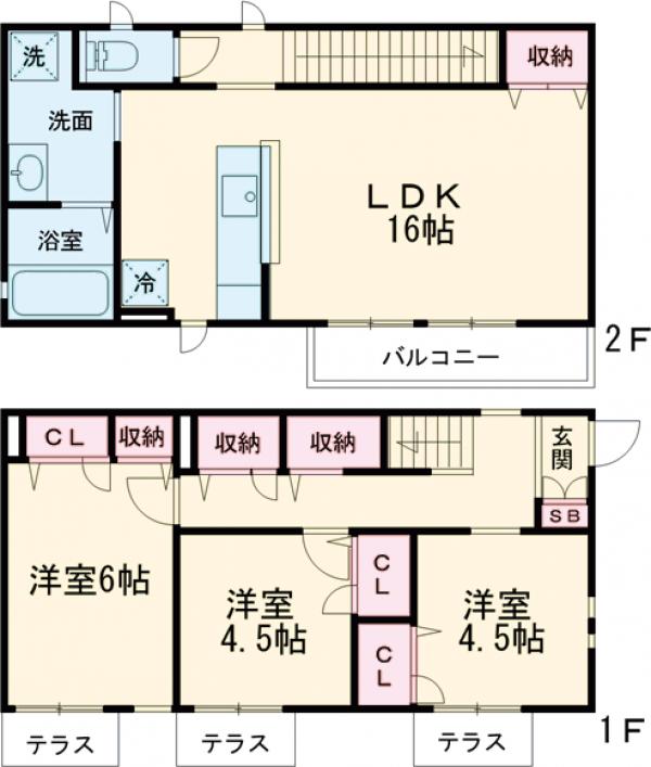 尾山台１丁目戸建て　Ａ棟・1号室の間取り