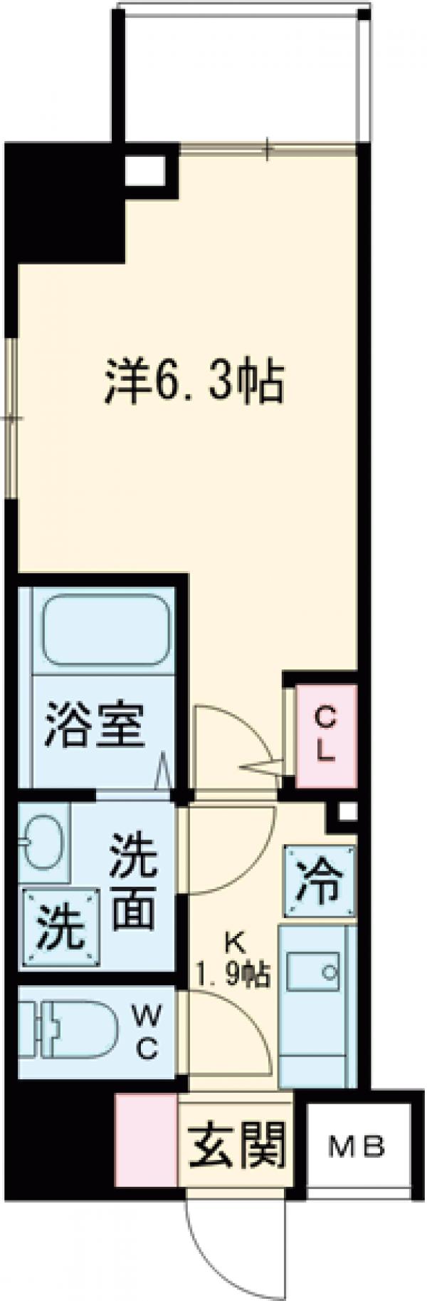 レジディア浅草吾妻橋・801号室の間取り
