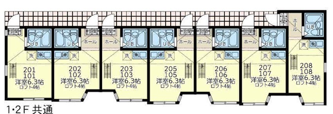 ユナイト浜町クリスピーナッツ・203号室の間取り
