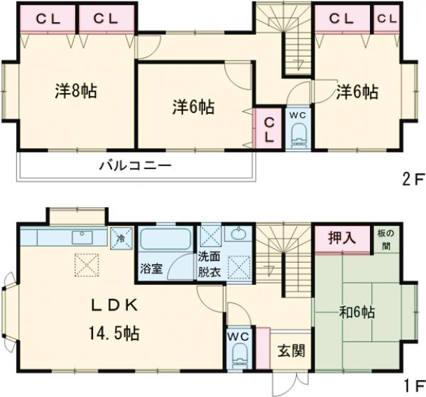 麻生区岡上1丁目貸戸建の間取り