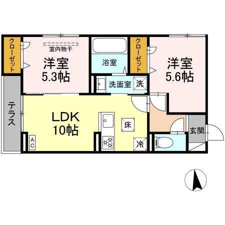 D-ROOM西一之江1丁目・301号室の間取り