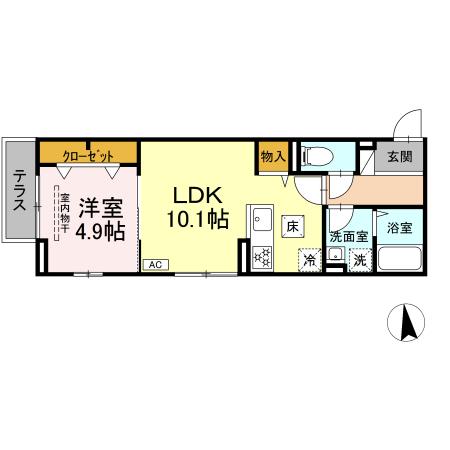 D-ROOM西一之江1丁目・102号室の間取り