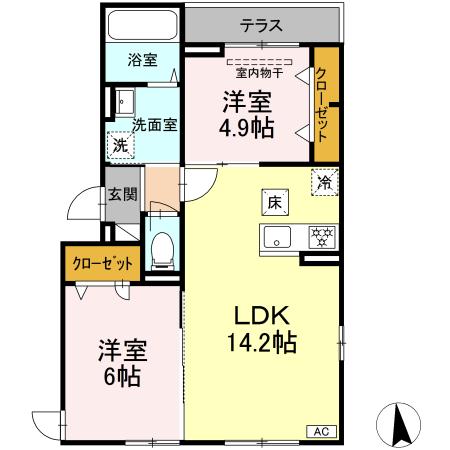 D-ROOM西一之江1丁目・203号室の間取り