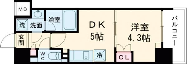 リビオメゾン芝浦・403号室の間取り