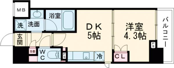 リビオメゾン芝浦・206号室の間取り