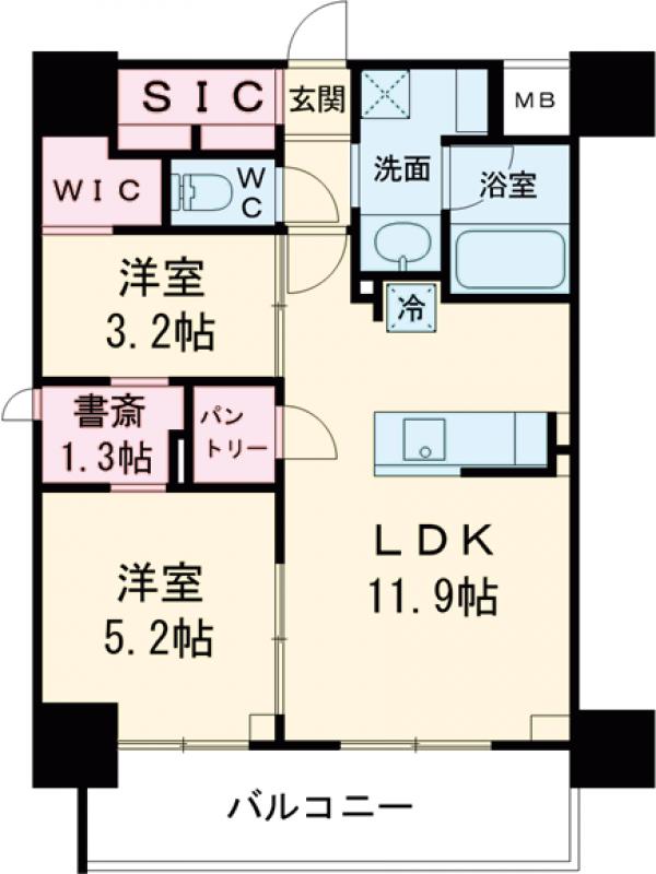 リビオメゾン芝浦・908号室の間取り