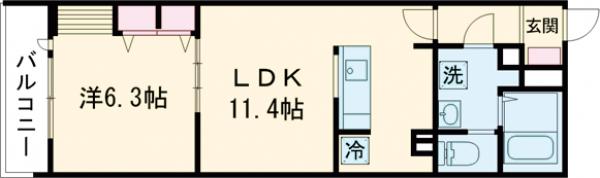 MELDIA福生Ⅲ・102号室の間取り