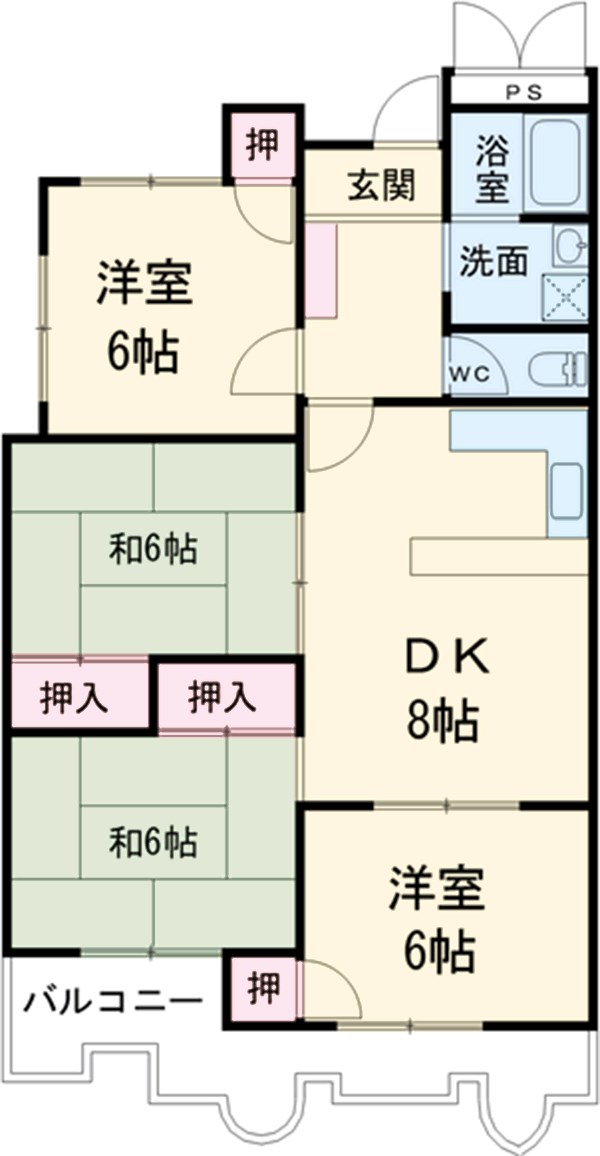 日吉グリーンハイツBの間取り