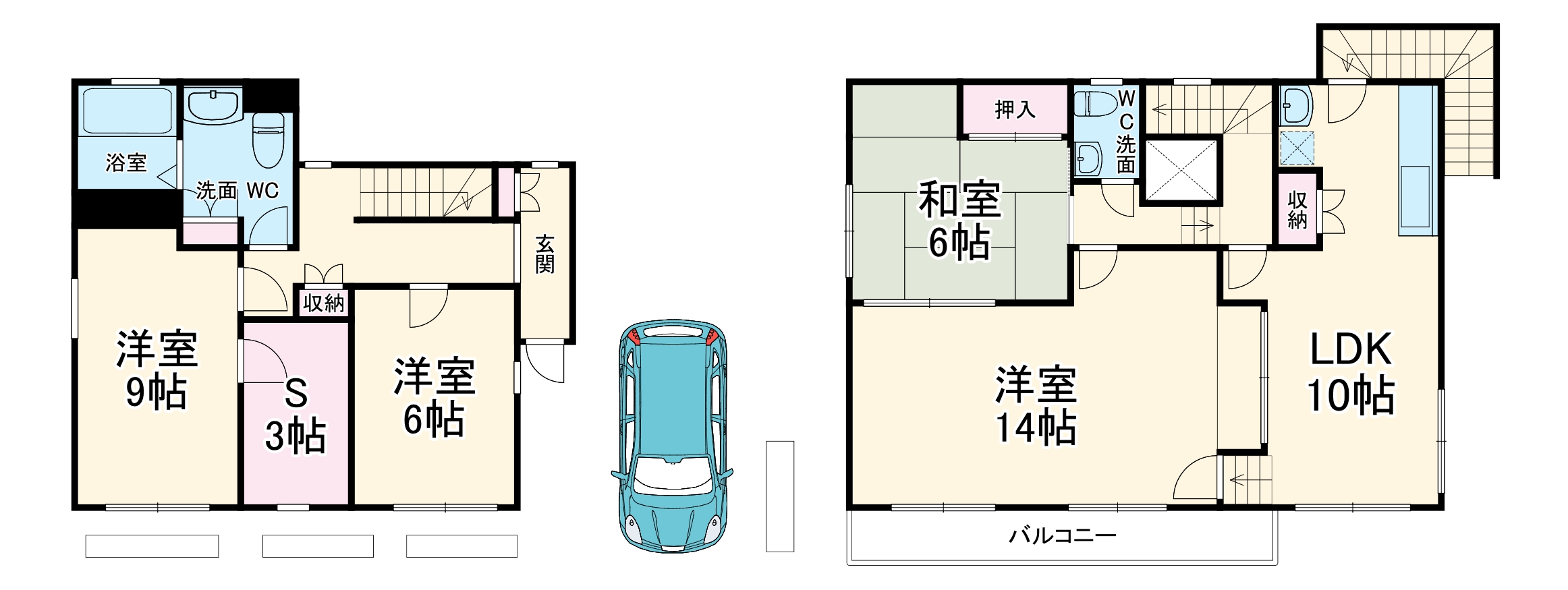 大方貸家の間取り