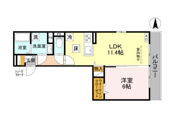 GRAMM御陵荒木Aの間取り