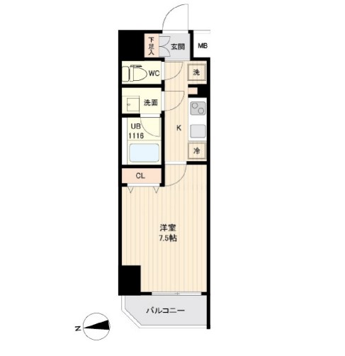 ＯＲＳＵＳ大鳥居・502号室の間取り