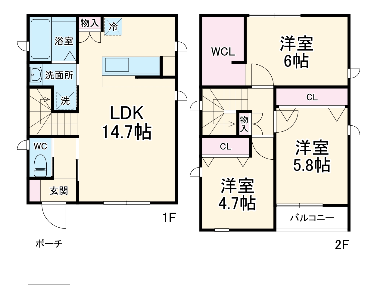 (仮称)一社二丁目貸家・B号室の間取り