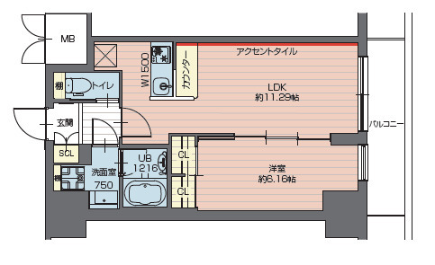 プレジオ西新井・703号室の間取り