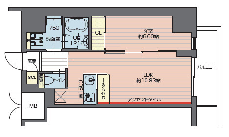 プレジオ西新井・1504号室の間取り