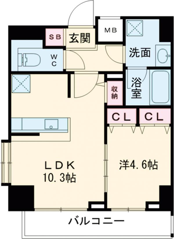 レオーネ錦糸町Ⅱ・402号室の間取り
