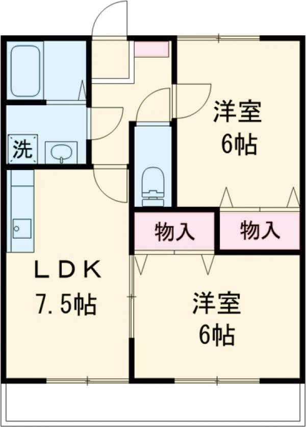 ムゲンハイツ若草 Bの間取り