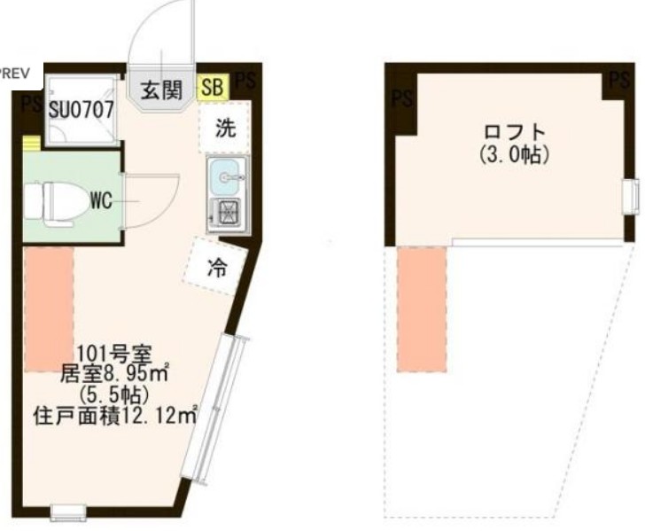 ハーモニーテラス赤羽南・101号室の間取り