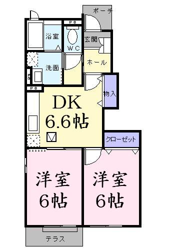 ヴィアンローズ・104号室の間取り