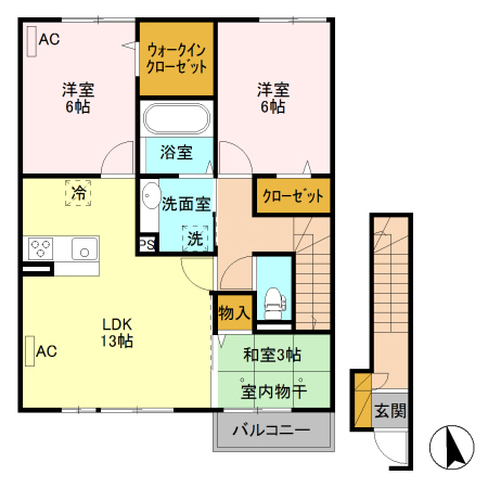 京和風　桂川　華・201号室の間取り