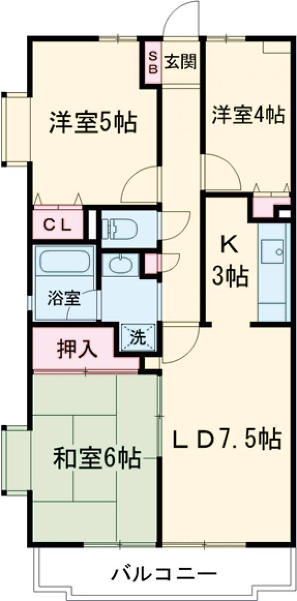 グレース桜新町・501号室の間取り