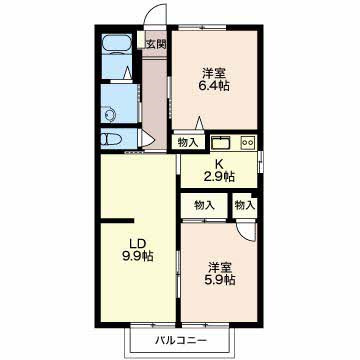 ビレッジ紫陽花Bの間取り