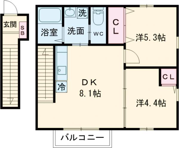 （仮称）是政３丁目計画・201号室の間取り