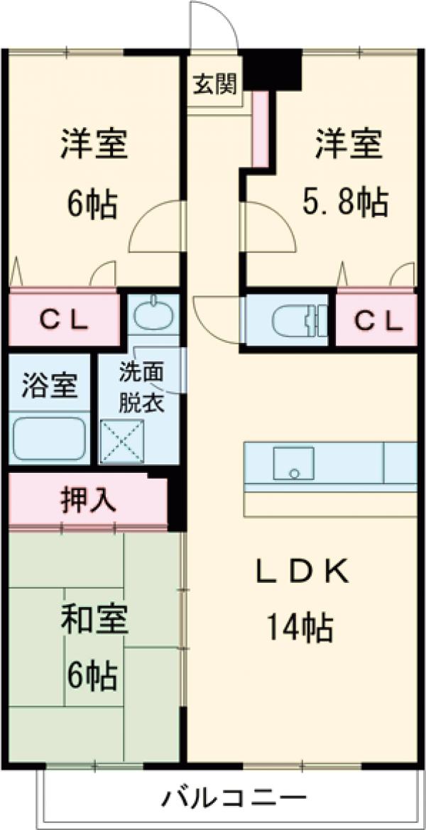 402号室の間取り