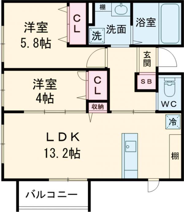 ＭＯＣＸＩＯＮ目黒平町・202号室の間取り