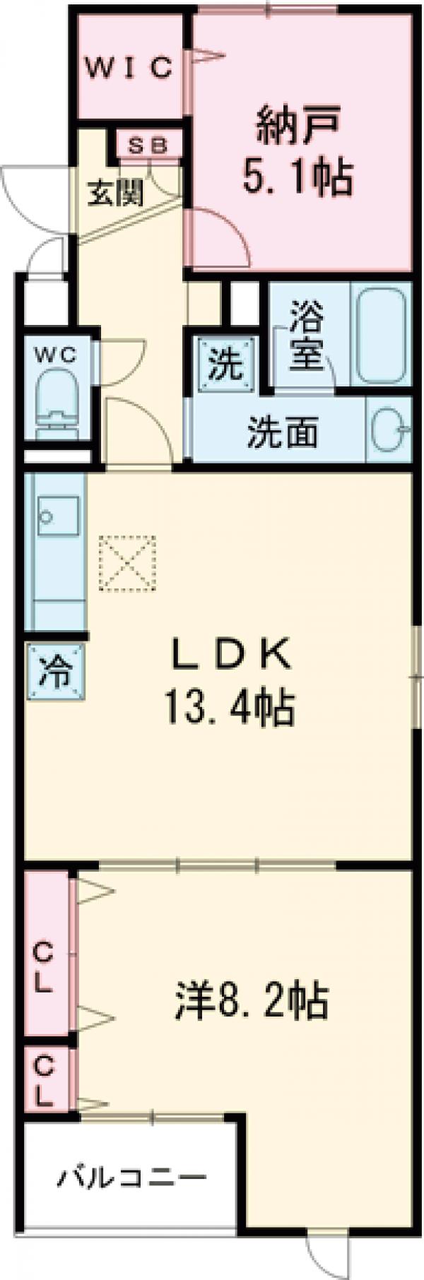 クレベール武蔵砂川・301号室の間取り