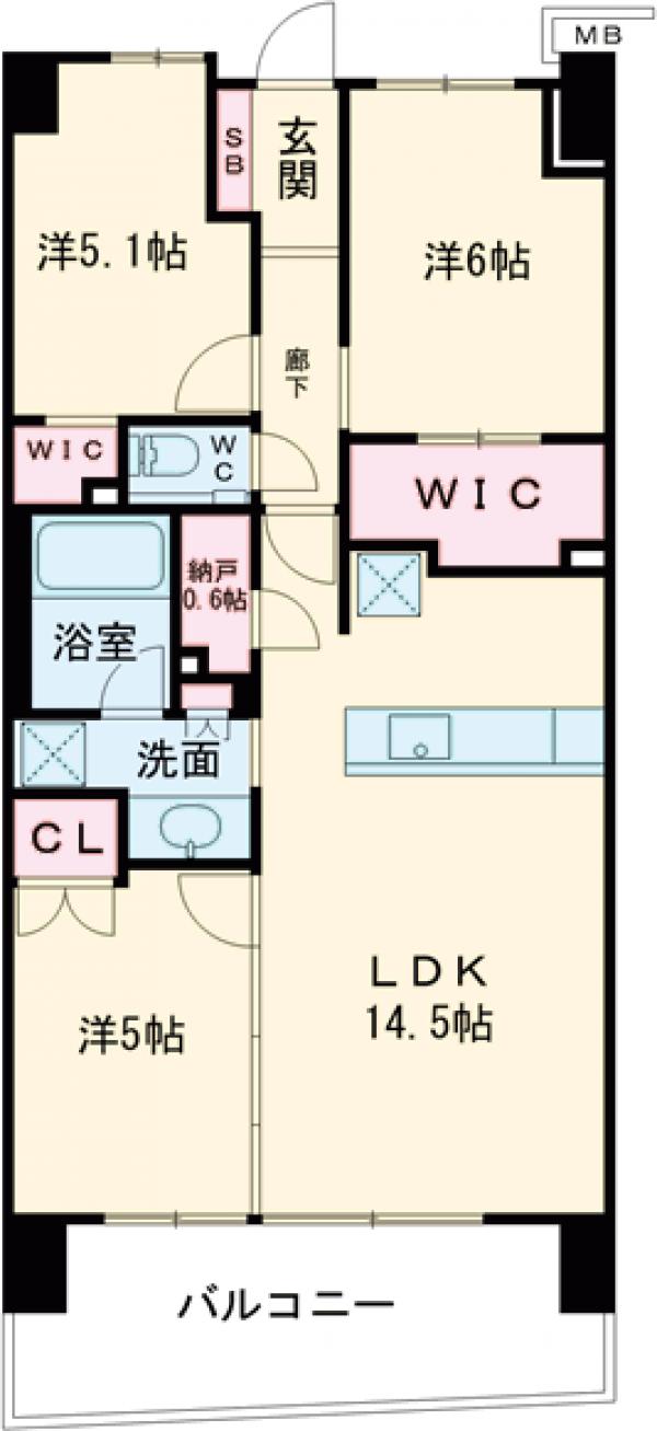 1020号室の間取り