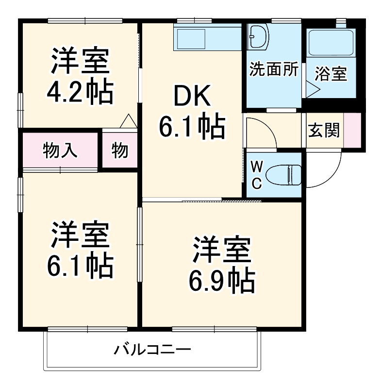 パレスリバー・A202号室の間取り