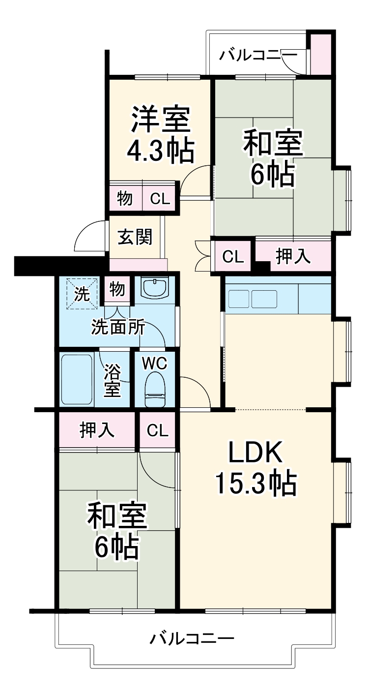 コーポ下鶴間1号棟の間取り