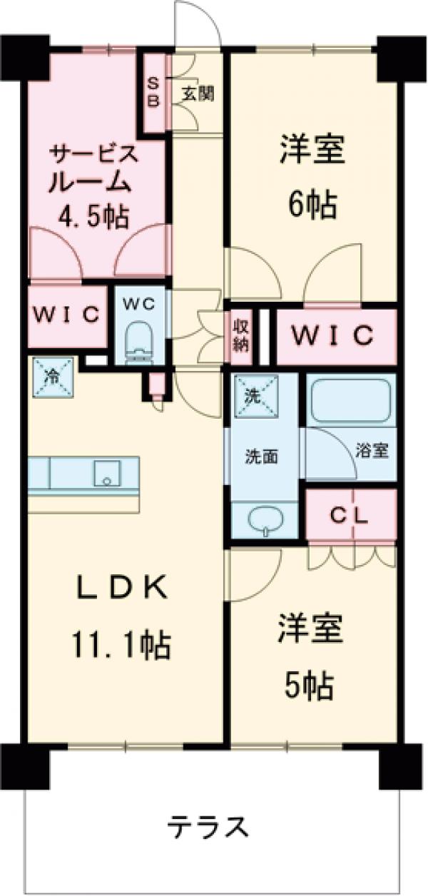 パレステージ六町Ⅴ・105号室の間取り
