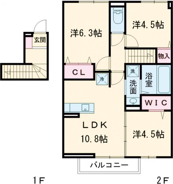 エスシュペリュールヴィラージュ・201号室の間取り