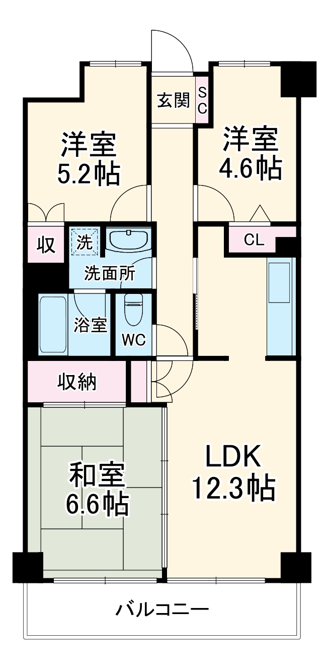 アーバンパーク三ッ池公園Ｅ棟・509号室の間取り