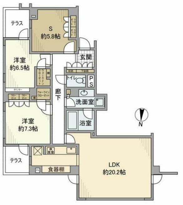 レグナス市ヶ谷払方町・103号室の間取り