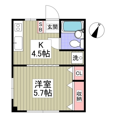 北新ムーンハイツ・108号室の間取り