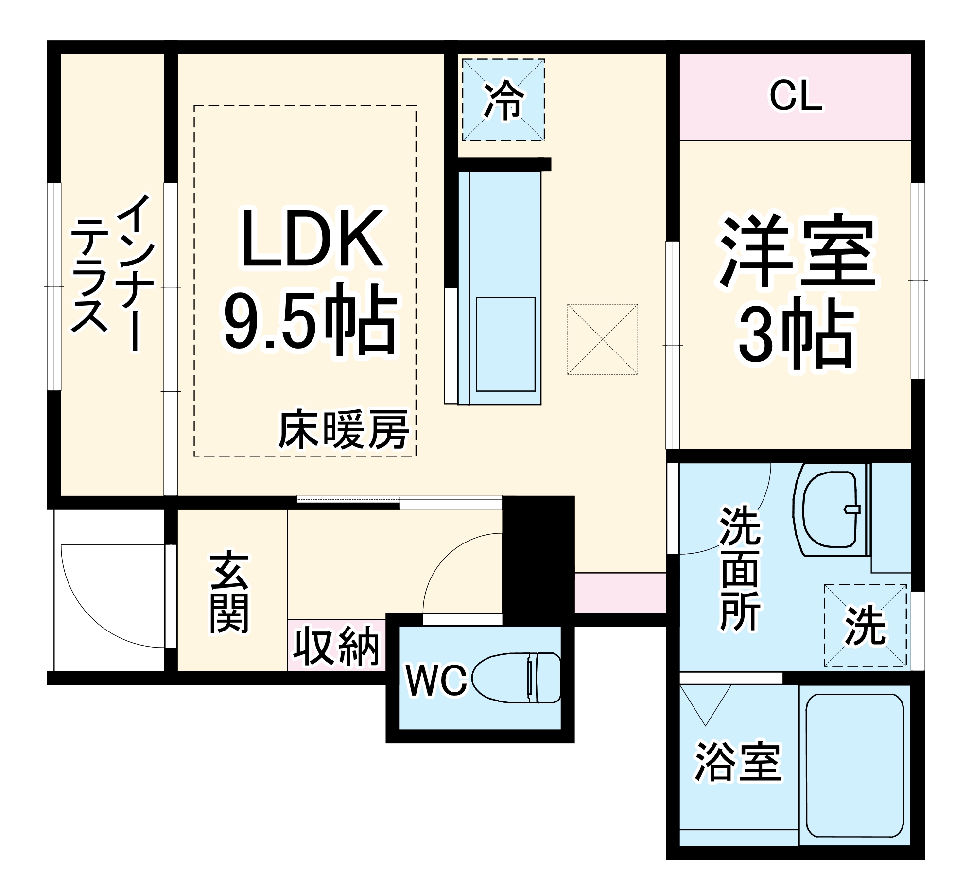 リーブルファイン草加青柳Ⅱ・103号室の間取り