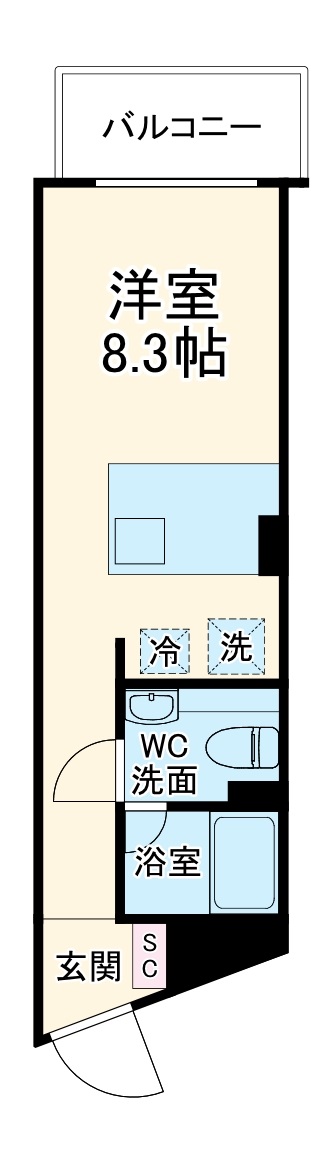 ｔｈｅ　ｔｒｉａｓ　ｋａｓｈｉｗａ・406号室の間取り