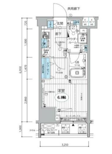 メインステージ三田アーバンスクエア・807号室の間取り