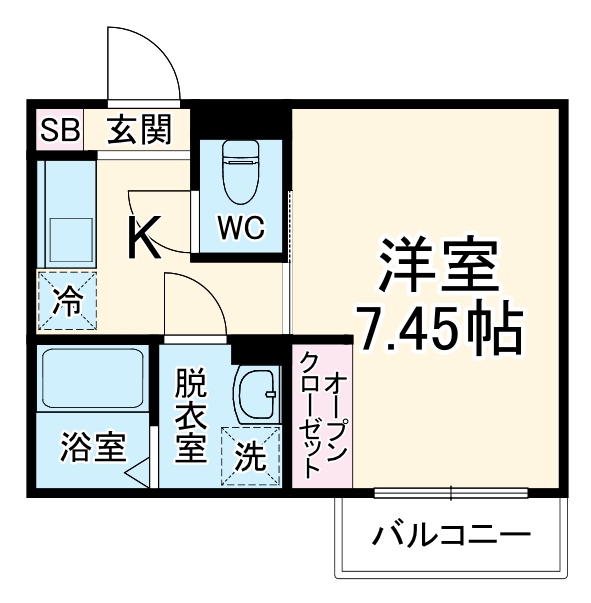 カインドネス北浦和・102号室の間取り