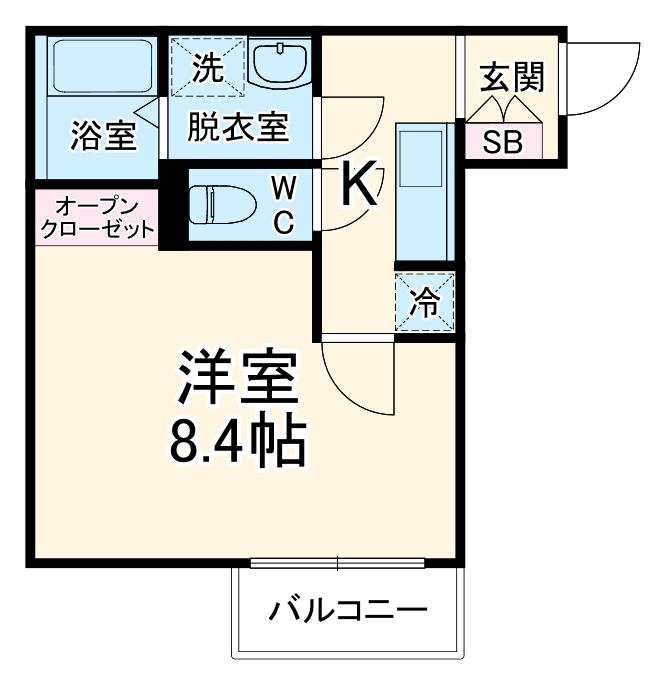 カインドネス北浦和・106号室の間取り