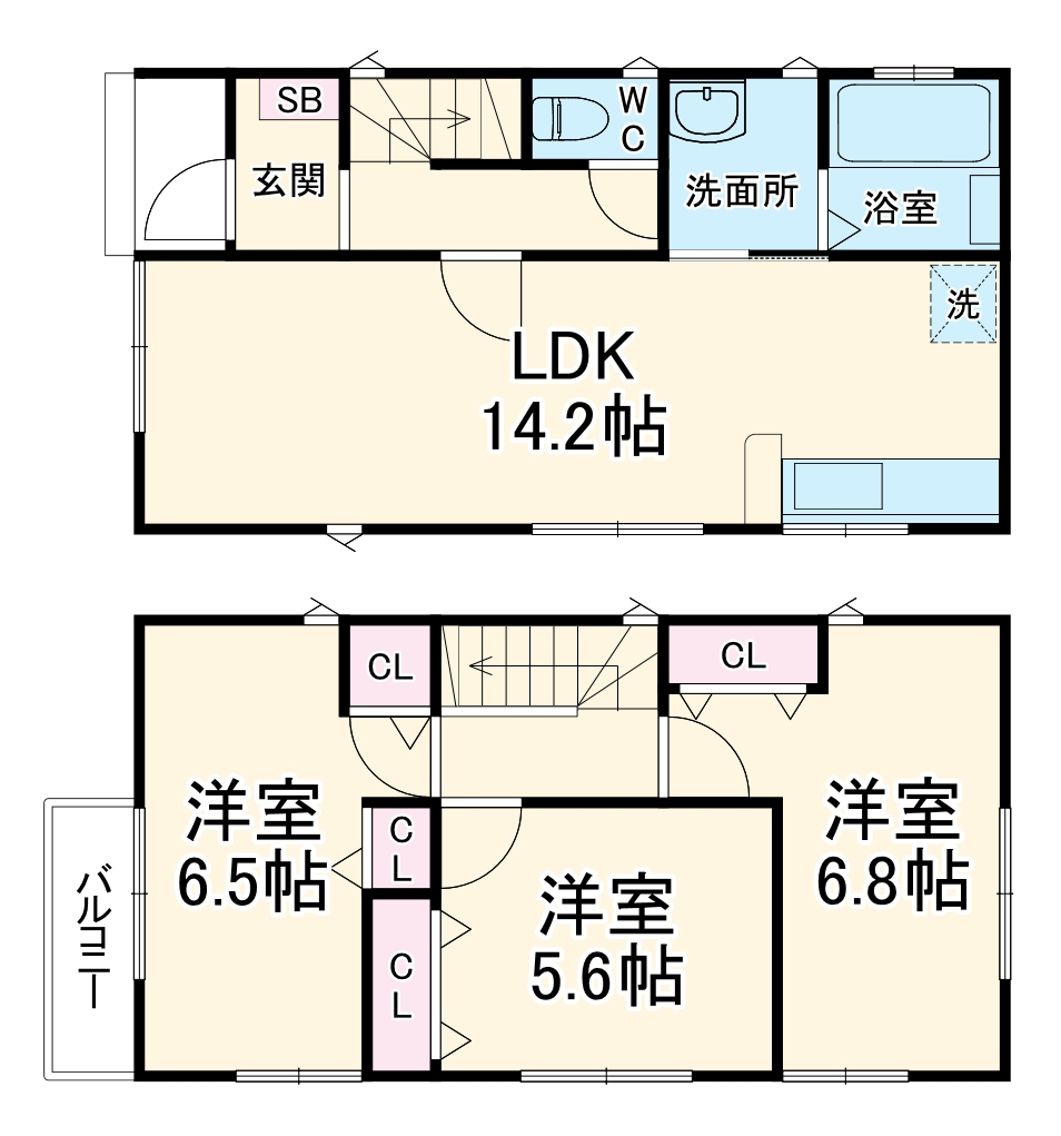 グランソフィア戸張Ｂ・1号室の間取り