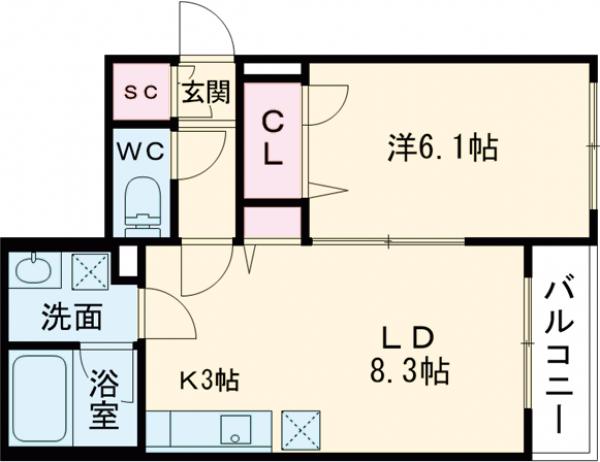 ベレオグランデ風待月・101号室の間取り